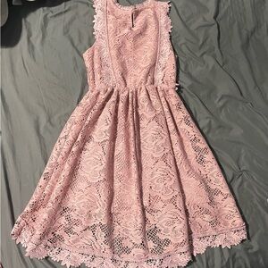 Knitworks Blush Pink Lace Fit-and-Flare Dress